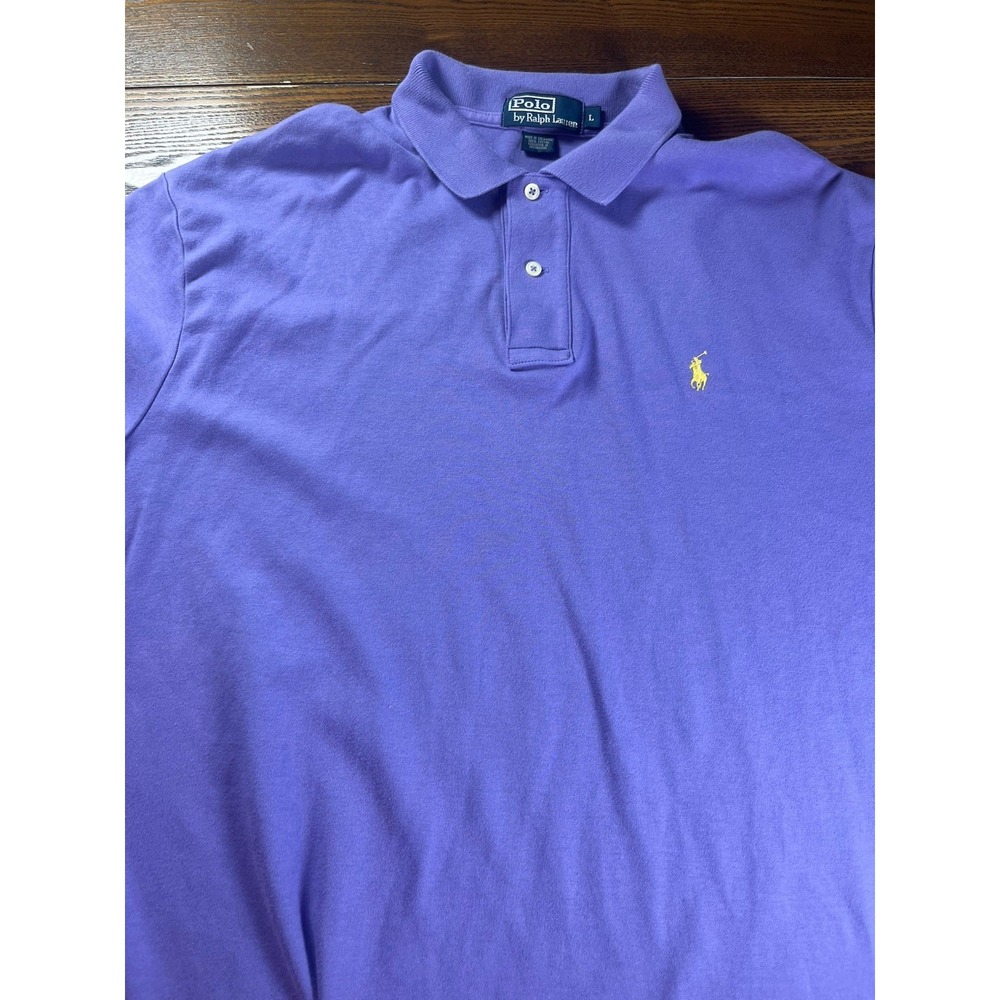 Polo Ralph Lauren Polo Shirt Large Purple 100% Cotton Yellow Pony Logo